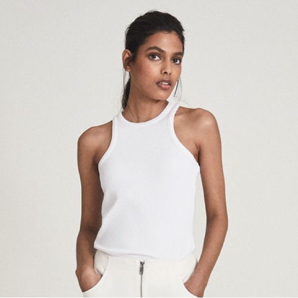 Reiss Mirabel Ribbed Jersey Racer Tank Top - Picture 3 of 6